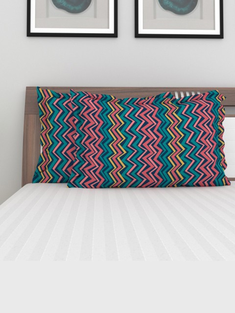 

Home Centre Set of 2 Green & Pink Printed Cotton Pillow Covers