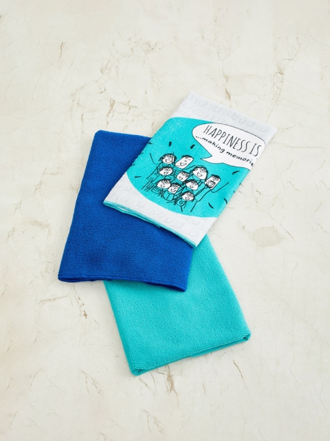 

Home Centre Teal & Blue Pack of 3 Happiness Printed Dish Cloth