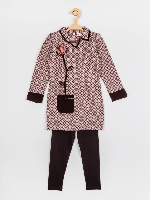

Peppermint Girls Brown & Black Printed Tunic with Leggings