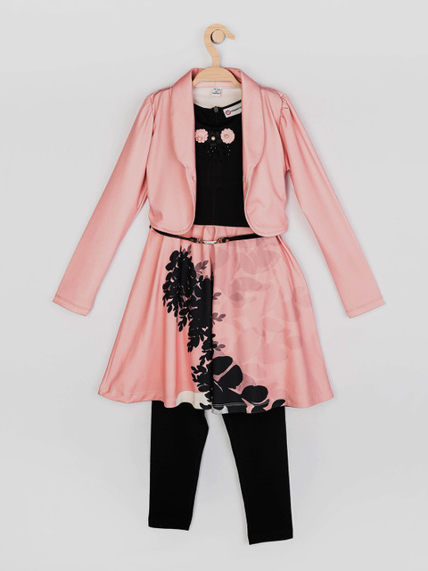 

Peppermint Girls Black & Pink Printed Top with Trousers