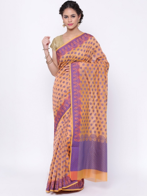 

Avishi Orange Patterned Cotton Silk Banarasi Saree