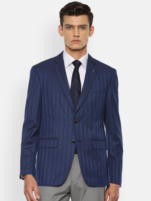 

Louis Philippe Men Navy-Blue Striped Slim-Fit Single Breasted Blazer