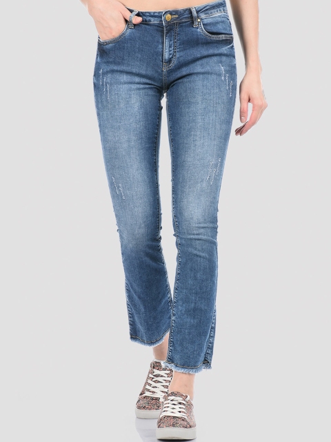 

TALIA Women Blue Bootcut Low Distress Heavy Fade Stretchable Jeans