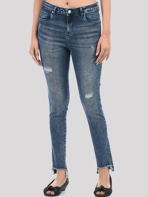 

TALIA Women Blue Skinny Fit Low Distress Light Fade Stretchable Jeans