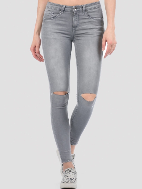 

TALIA Women Grey Skinny Fit Slash Knee Heavy Fade Stretchable Jeans