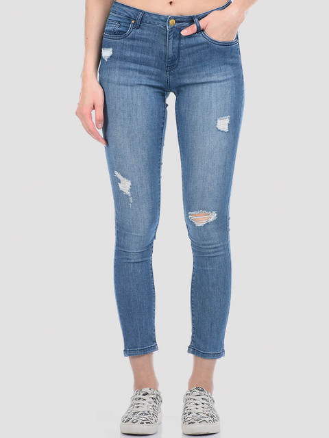 

TALIA Women Blue Skinny Fit Mildly Distressed Light Fade Stretchable Jeans