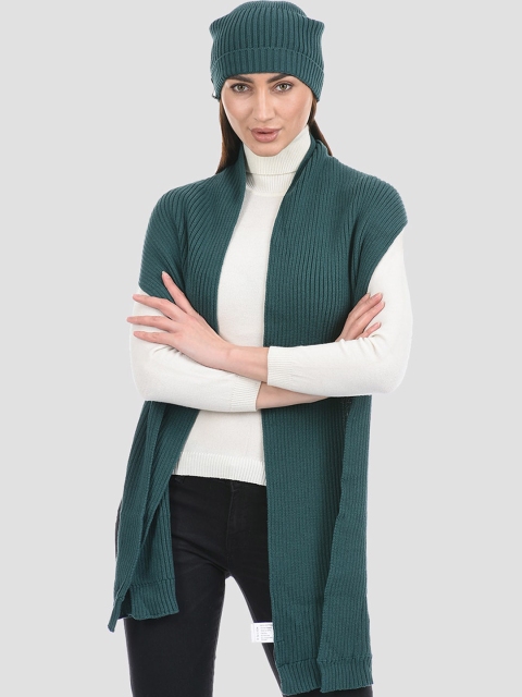 

PORTOBELLO Women Green Beanie And Muffler Set