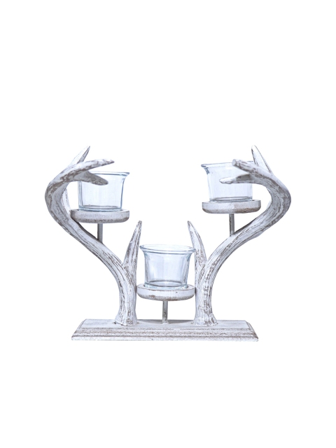 

THE WHITE INK DECOR White-Colored Bamboo Candle Holders
