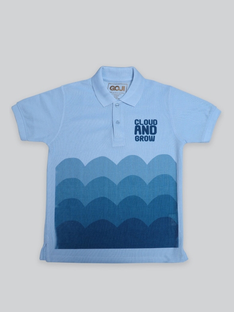 

GOJI Boys Blue Striped Polo Collar T-shirt