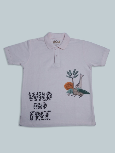 

GOJI Boys Lavender Printed Mandarin Collar Applique T-shirt
