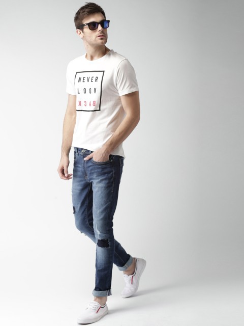 

Mast & Harbour Men Blue Skinny Fit Mid-Rise Mildly Distressed Stretchable Jeans