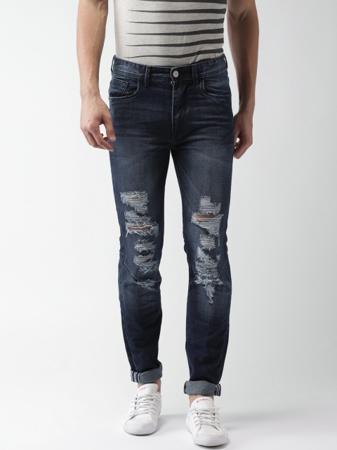 

Mast & Harbour Men Blue Slim Fit Mid-Rise Low Distress Jeans