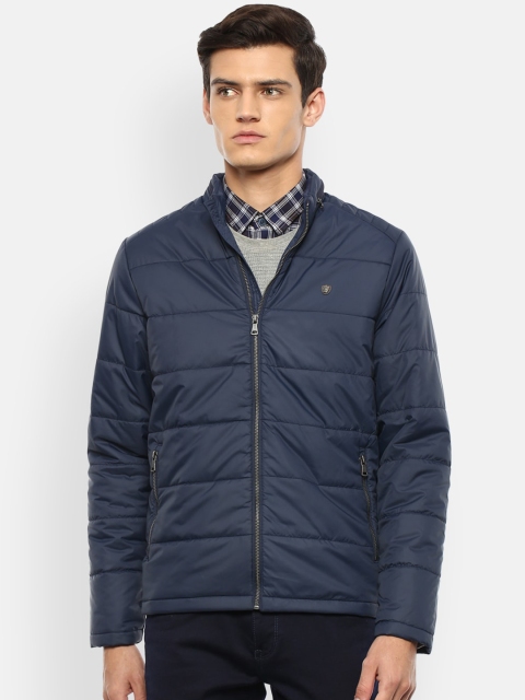 

Louis Philippe Men Navy Blue Padded Jacket with Embroidered