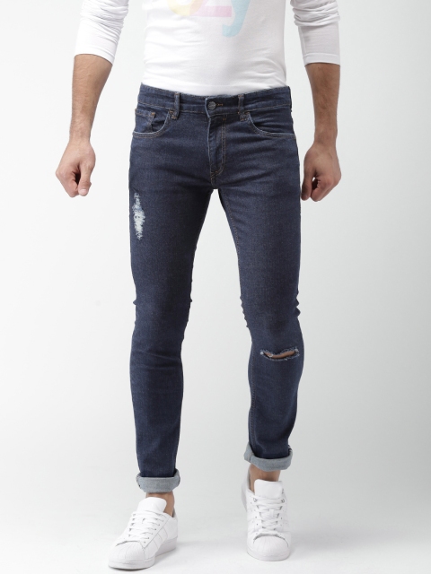 

Mast & Harbour Men Blue Skinny Fit Low Distress Stretchable Jeans