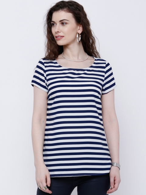 

Tokyo Talkies Women Navy Blue Striped Top
