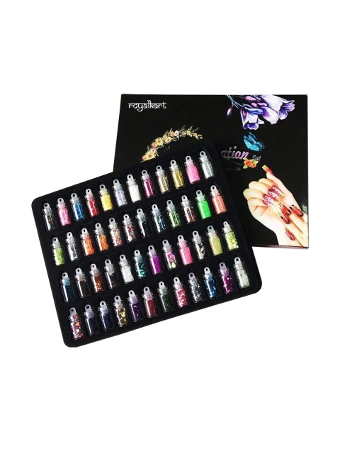 

royalkart 3D Nail Art Decoration Set Mini Bottles Nail Glitter Powder, Metallic