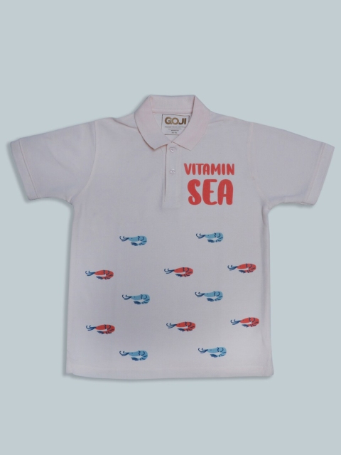 

GOJI Boys Peach-Coloured Printed V-Neck T-shirt