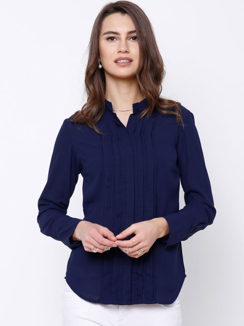 

Tokyo Talkies Women Navy Solid Casual Shirt, Navy blue