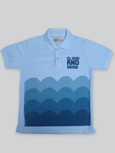 

GOJI Boys Blue Striped Polo Collar T-shirt