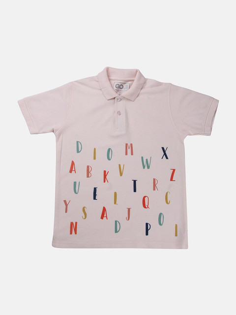 

GOJI Boys Blue Typography Printed Polo Collar T-shirt