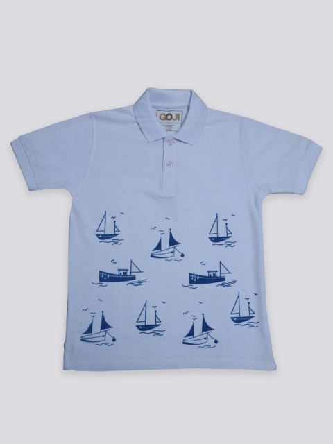 

GOJI Boys Lavender Printed Polo Collar T-shirt