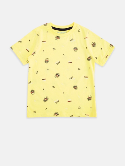 

Pantaloons Junior Boys Yellow Printed T-shirt