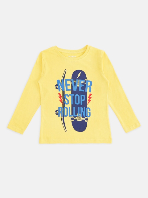 

Pantaloons Junior Boys Yellow Typography Printed T-shirt