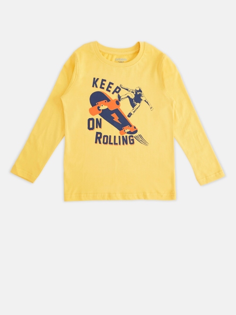 

Pantaloons Junior Boys Yellow Printed T-shirt