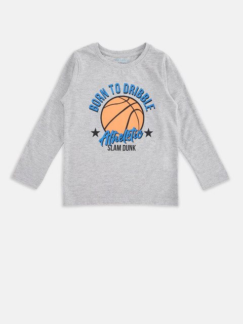 

Pantaloons Junior Boys Grey Melange Sports Printed T-shirt