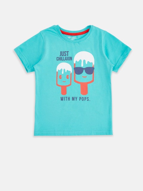 

Pantaloons Junior Boys Blue Typography Printed T-shirt