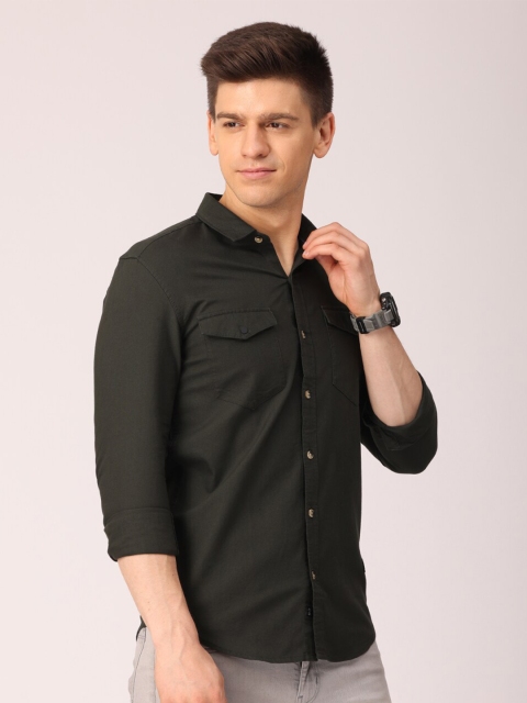 

FOGA Men Green Premium Slim Fit Printed Casual Shirt