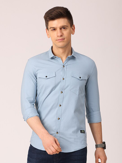 

FOGA Men Blue Premium Slim Fit Casual Shirt