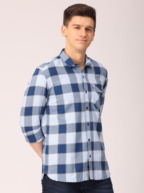 

FOGA Men Blue Premium Slim Fit Buffalo Checks Checked Casual Shirt