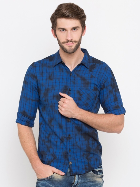 

SPYKAR Men Blue Slim Fit Printed Casual Shirt