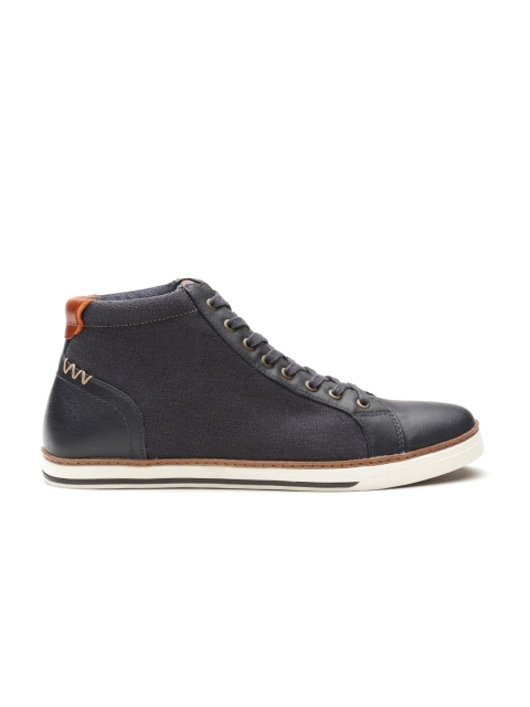 

ALDO Men Navy Blue Solid Mid-Top Sneakers