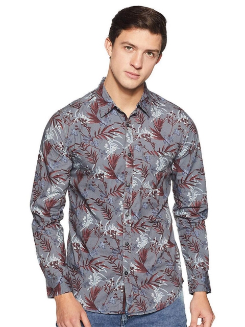 

SPYKAR Men Grey Slim Fit Floral Printed Casual Shirt