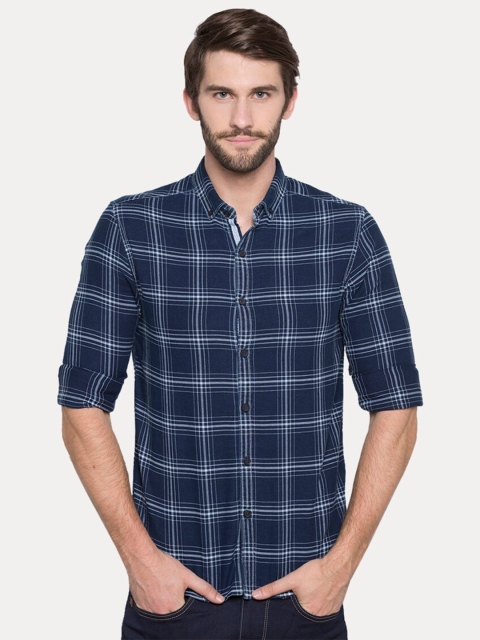 

SPYKAR Men Blue Slim Fit Checked Casual Shirt