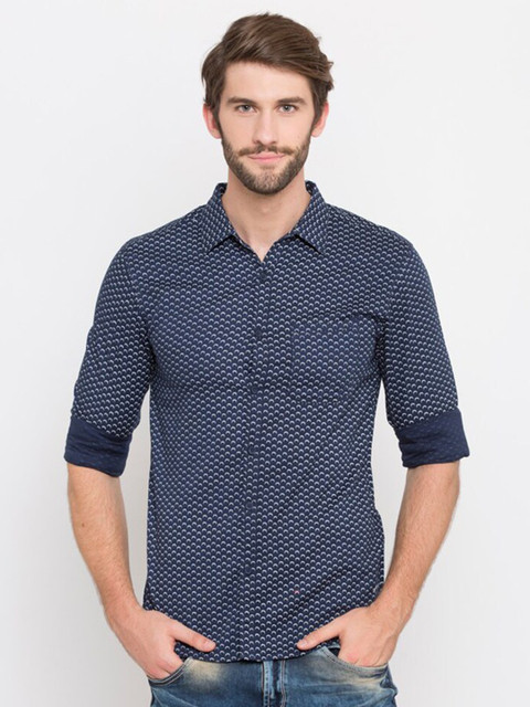 

SPYKAR Men Blue Slim Fit Printed Casual Shirt