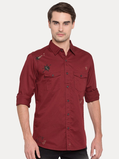 

SPYKAR Men Red Slim Fit Casual Shirt