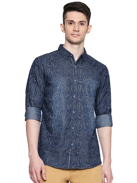 

SPYKAR Men Blue Slim Fit Printed Casual Shirt
