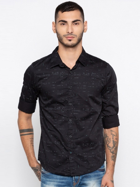 

SPYKAR Men Black Slim Fit Printed Casual Shirt