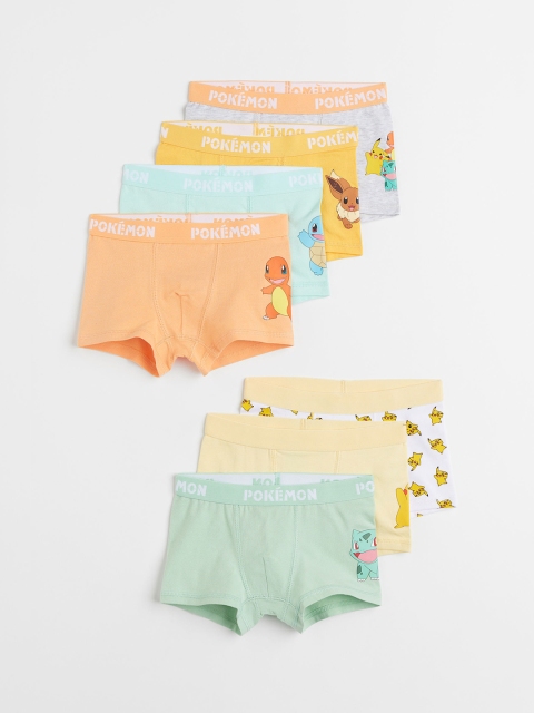 

H&M Boys Pack Of 7 Printed Boxer Shorts, Green