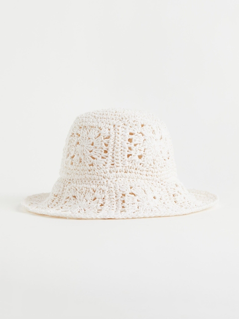 

H&M Women White Straw Hat