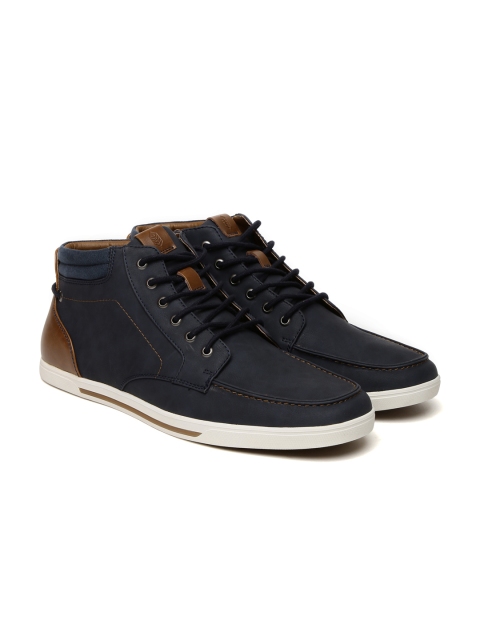 

Call It Spring Men Navy & Brown Mid-Top Sneakers, Navy blue