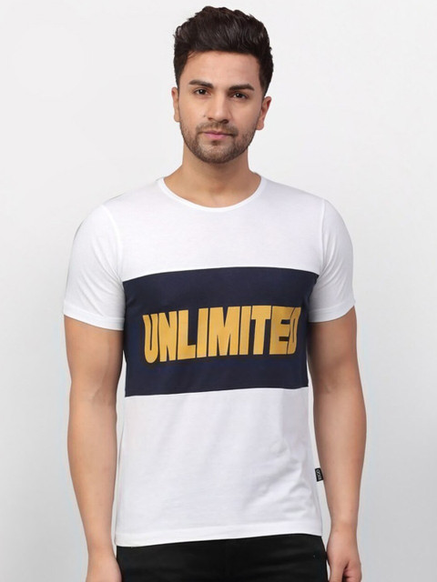 

Rigo Men White Typography Colourblocked Slim Fit T-shirt