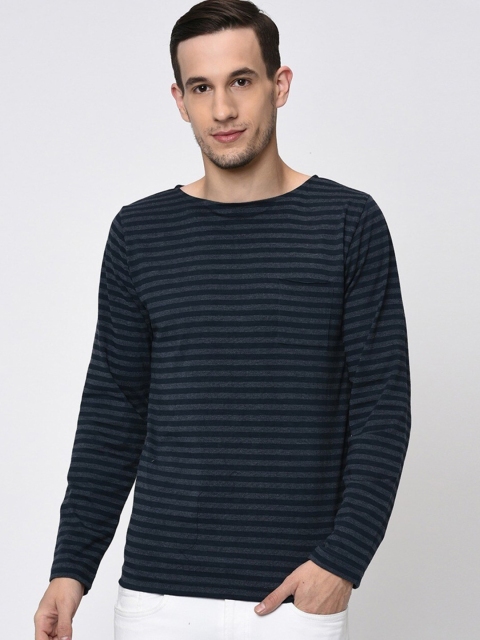 

Rigo Men Blue Striped Slim Fit T-shirt