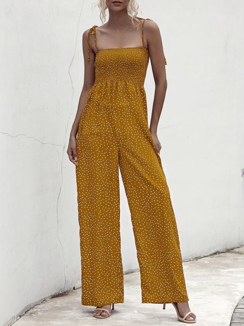 

URBANIC Yellow & White Printed Basic Jumpsuit