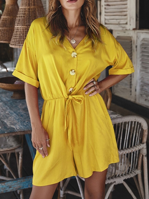 

URBANIC Yellow Basic Jumpsuit