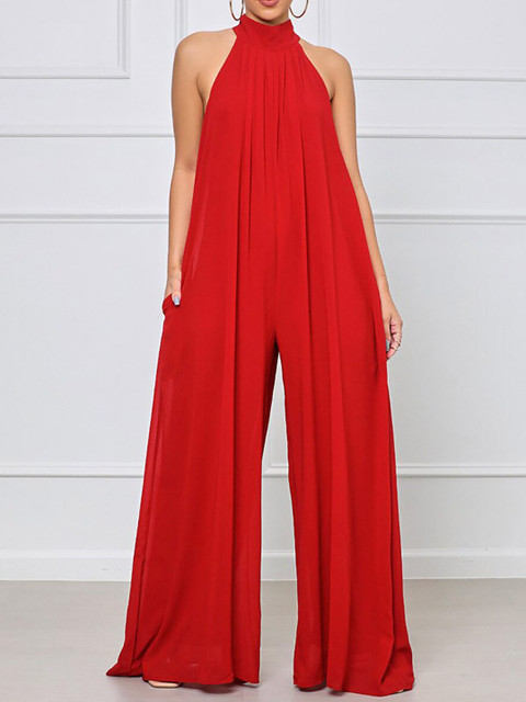 

URBANIC Red Basic Jumpsuit with Layered
