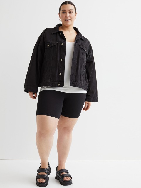 

H&M Plus Size Women Black Slim Fit Cycling Shorts